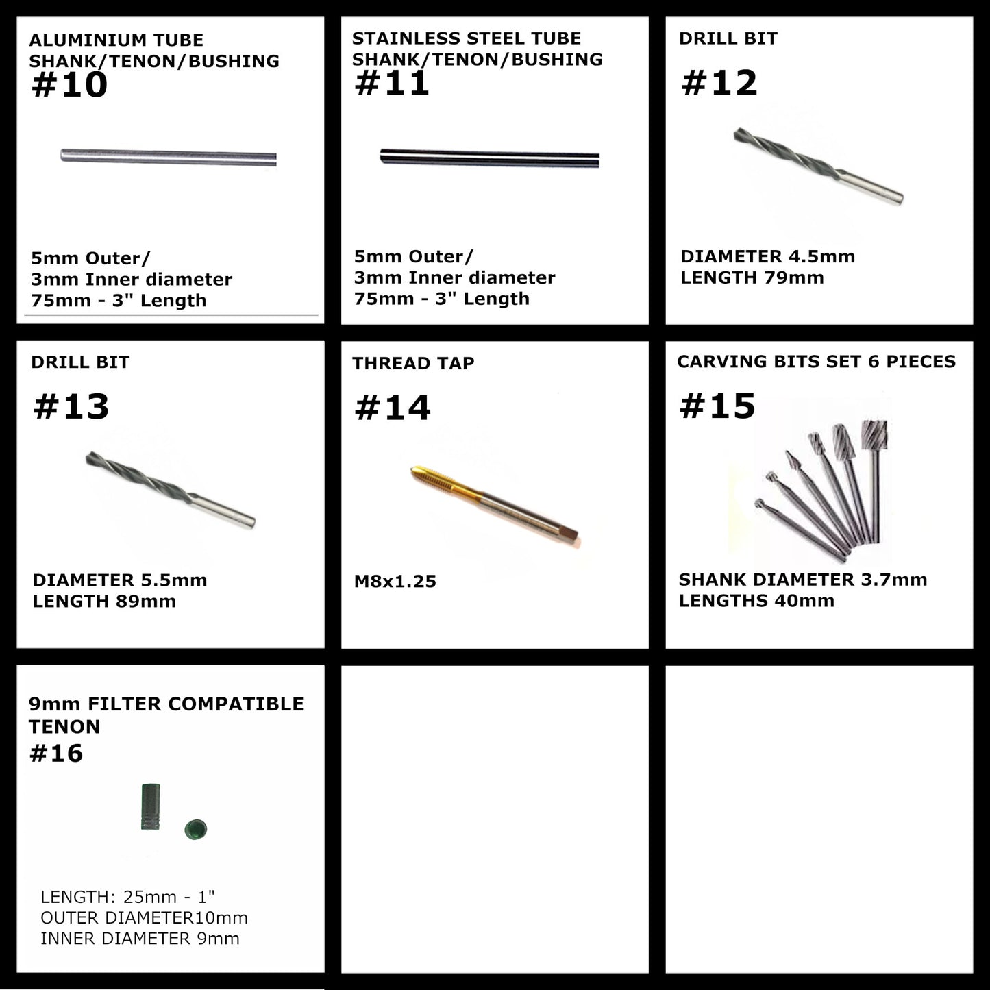 TENONS SHANKS BUSHINGS