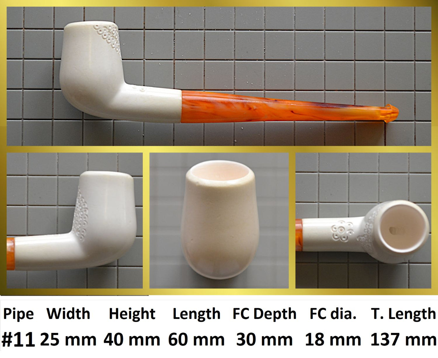 GENUINE MEERSCHAUM HANDMADE PIPES GR#3
