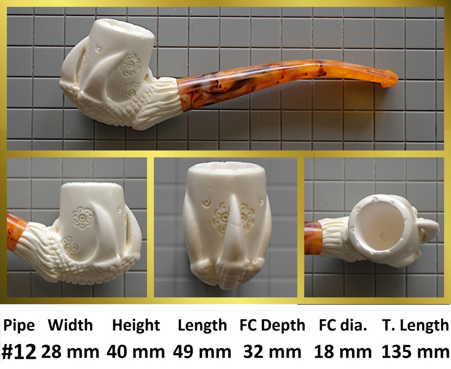 GENUINE MEERSCHAUM HANDMADE PIPES GR#3