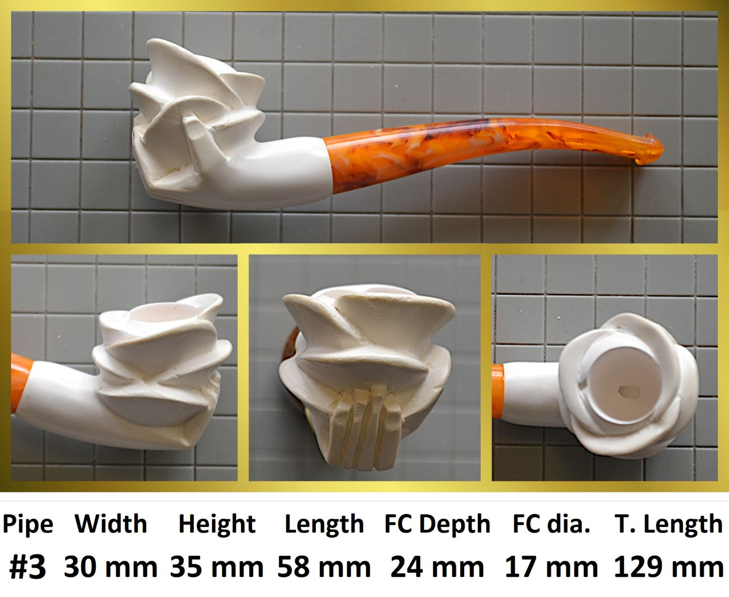 GENUINE MEERSCHAUM HANDMADE PIPES GR#3