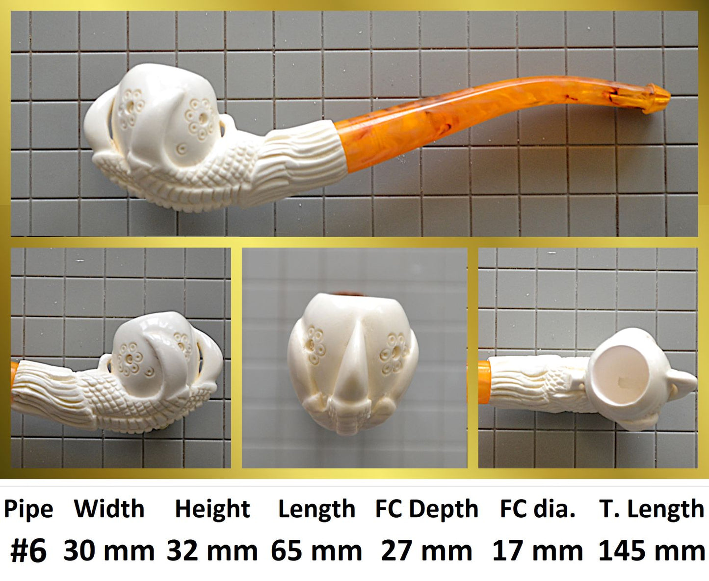 GENUINE MEERSCHAUM HANDMADE PIPES GR#3