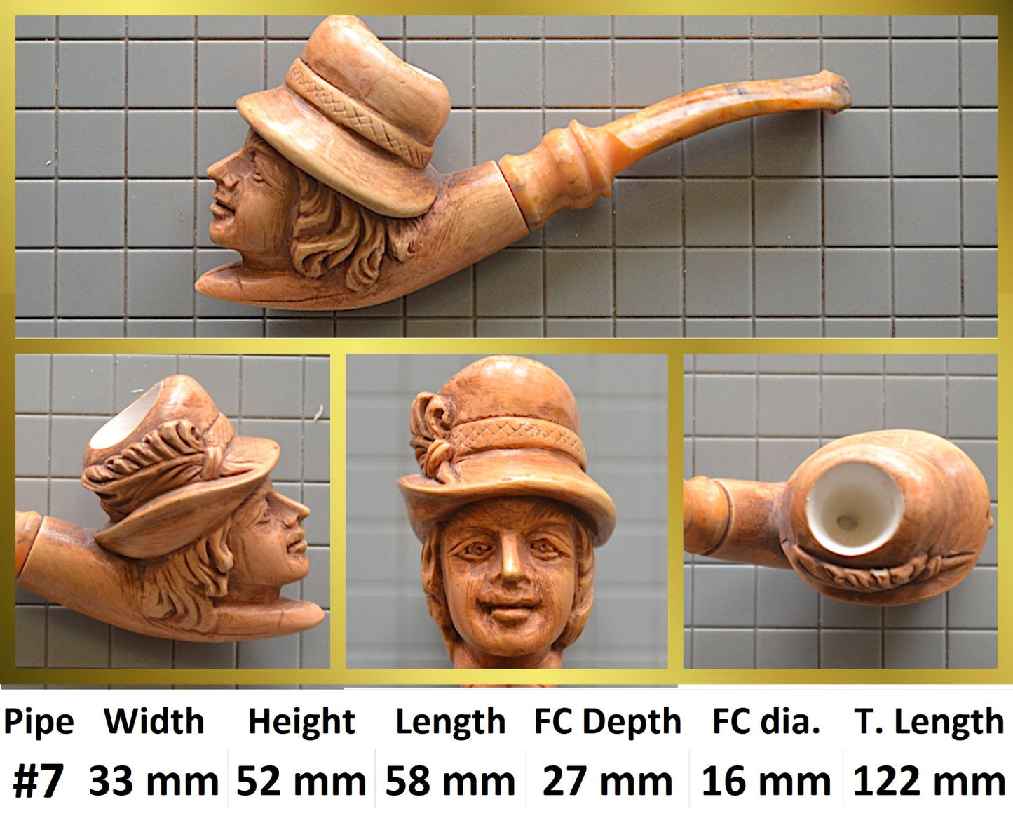 GENUINE MEERSCHAUM HANDMADE PIPES GR#3