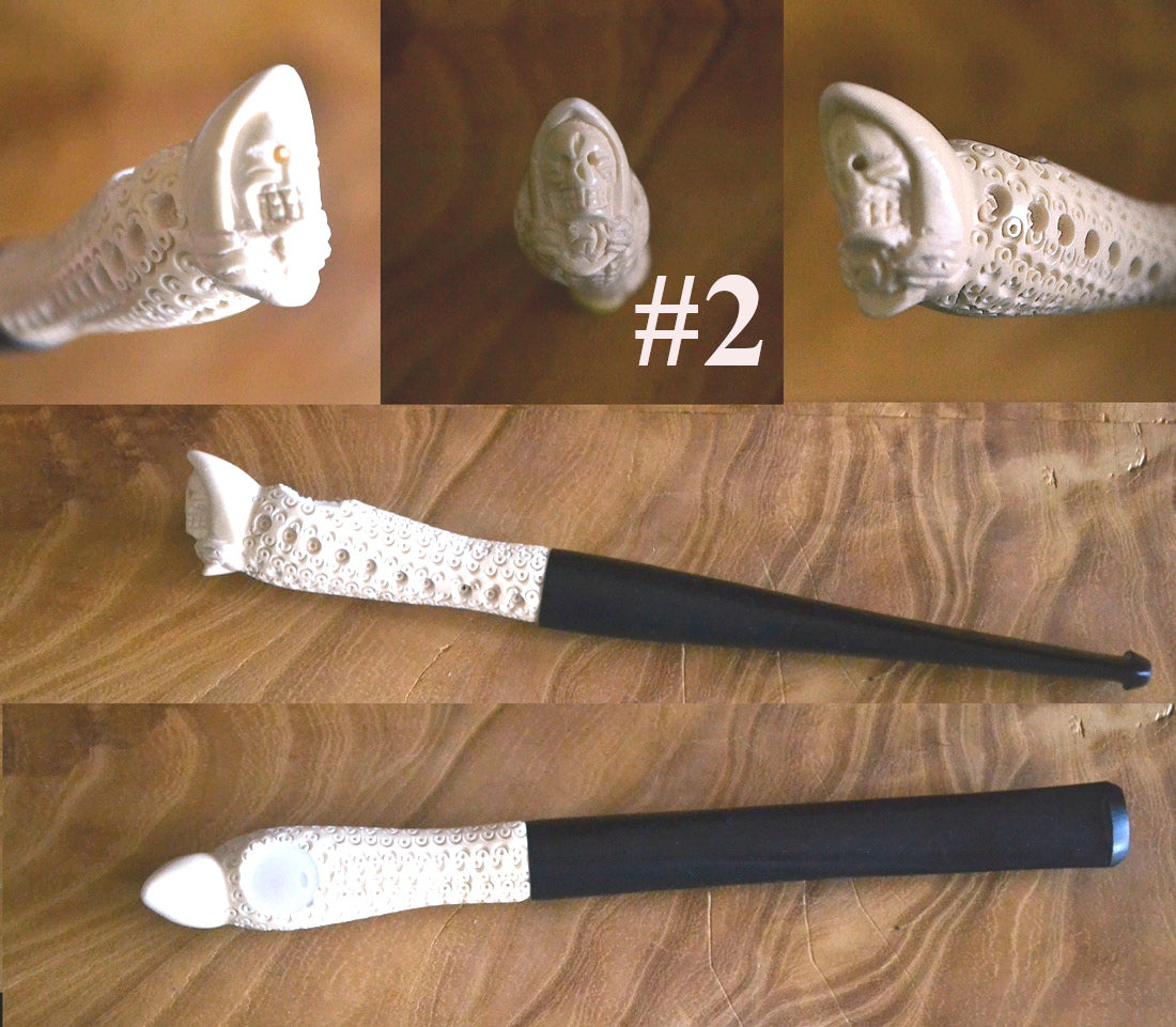 GENUINE BLOCK HAND CARVED MEERSCHAUM KISERU - MEDWAKH - MINI PIPE