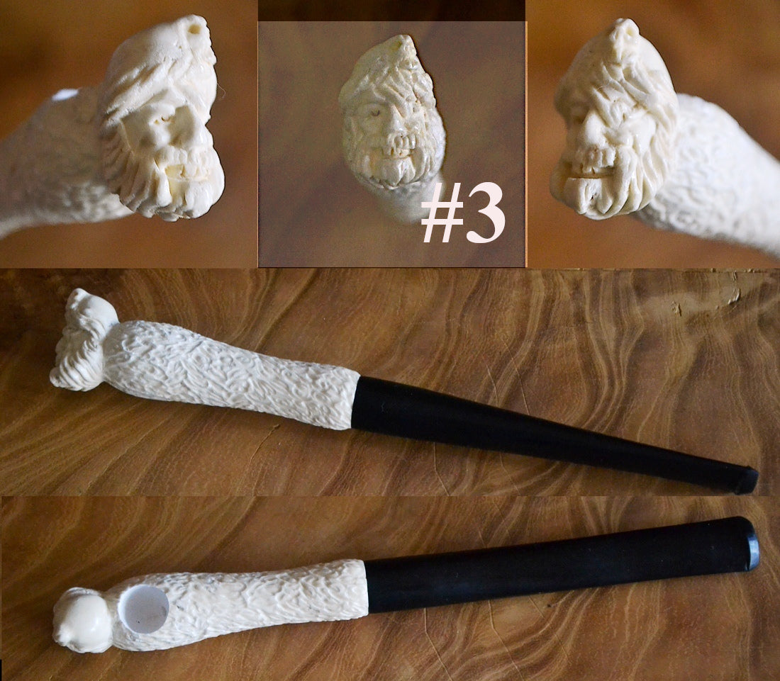 GENUINE BLOCK HAND CARVED MEERSCHAUM KISERU - MEDWAKH - MINI PIPE