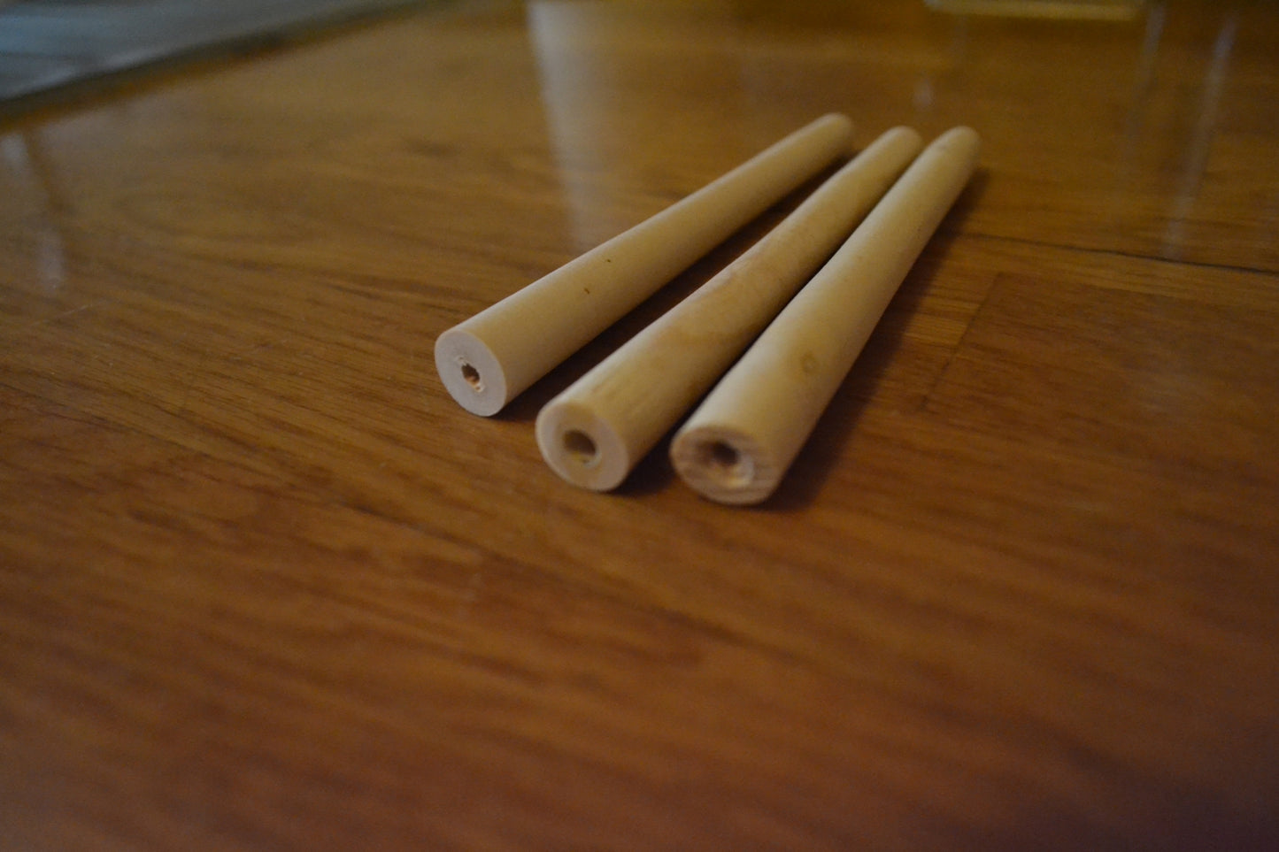 SMOKING PIPE SHANK EXTENSION. 3 PCS LOT. MADE OUT OF BERBERIS HARD WOOD.